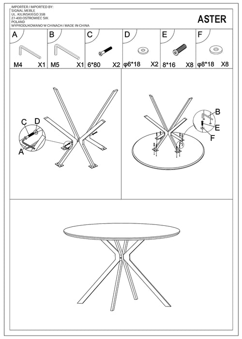 Masă ASTERD 120x76 Stejar/Negru Mat