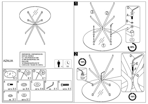 Masă AZALIA FI 80x75 Transparent/Auriu