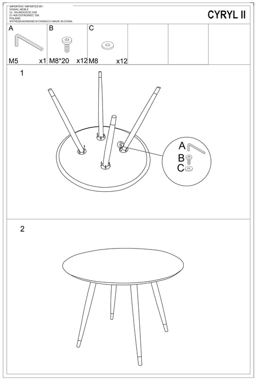 Masă Cyril FI 100x76 Negru/Efect Piatră