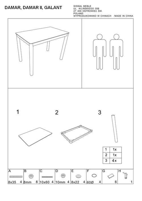 Masă DAMARK 100x60x75 Crem