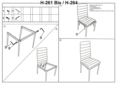 Set 4 scaune H261BISKK crem