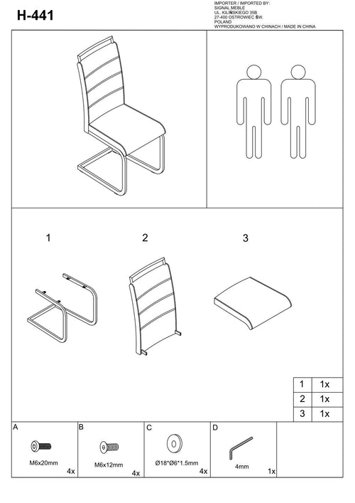 Set 4 scaune Piele ecologică Negru+Alb