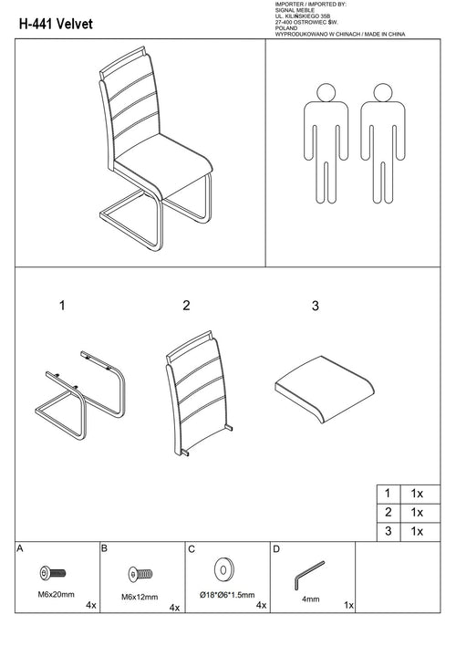 Set 4 scaune Catifea Neagră