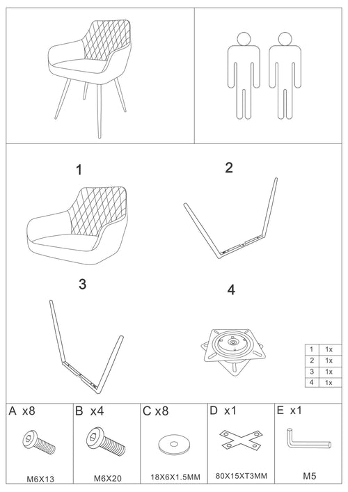 Set 2 scaune Marlovcc Negru Bluvel 19