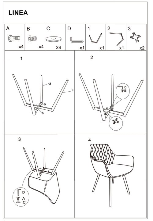 Set 2 scaune Linea Velvet Gri