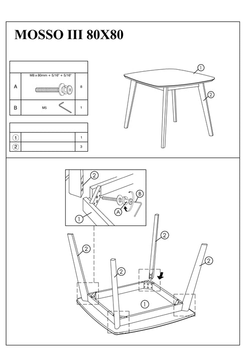Masă Mosso Stejar 80x80x75h