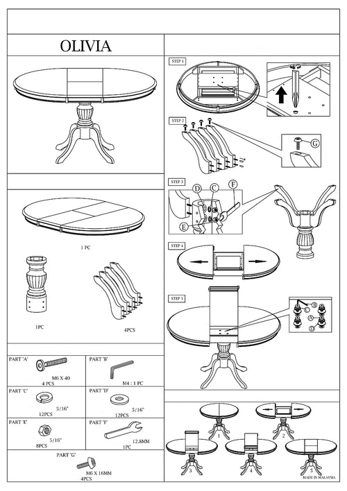 Masă Olivia 106(141)x76h Alb