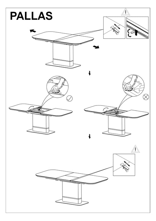 Masă Pallas Gri Lucios Efect Marmură / Negru Mat 160(210)x90x76h