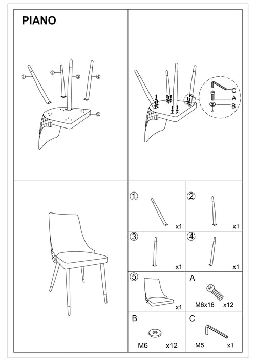 Set 2 scaune Pianobvcbe Bej