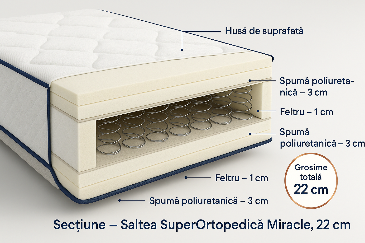 Sectiune Saltea SuperOrtopedica Miracle, 22 cm