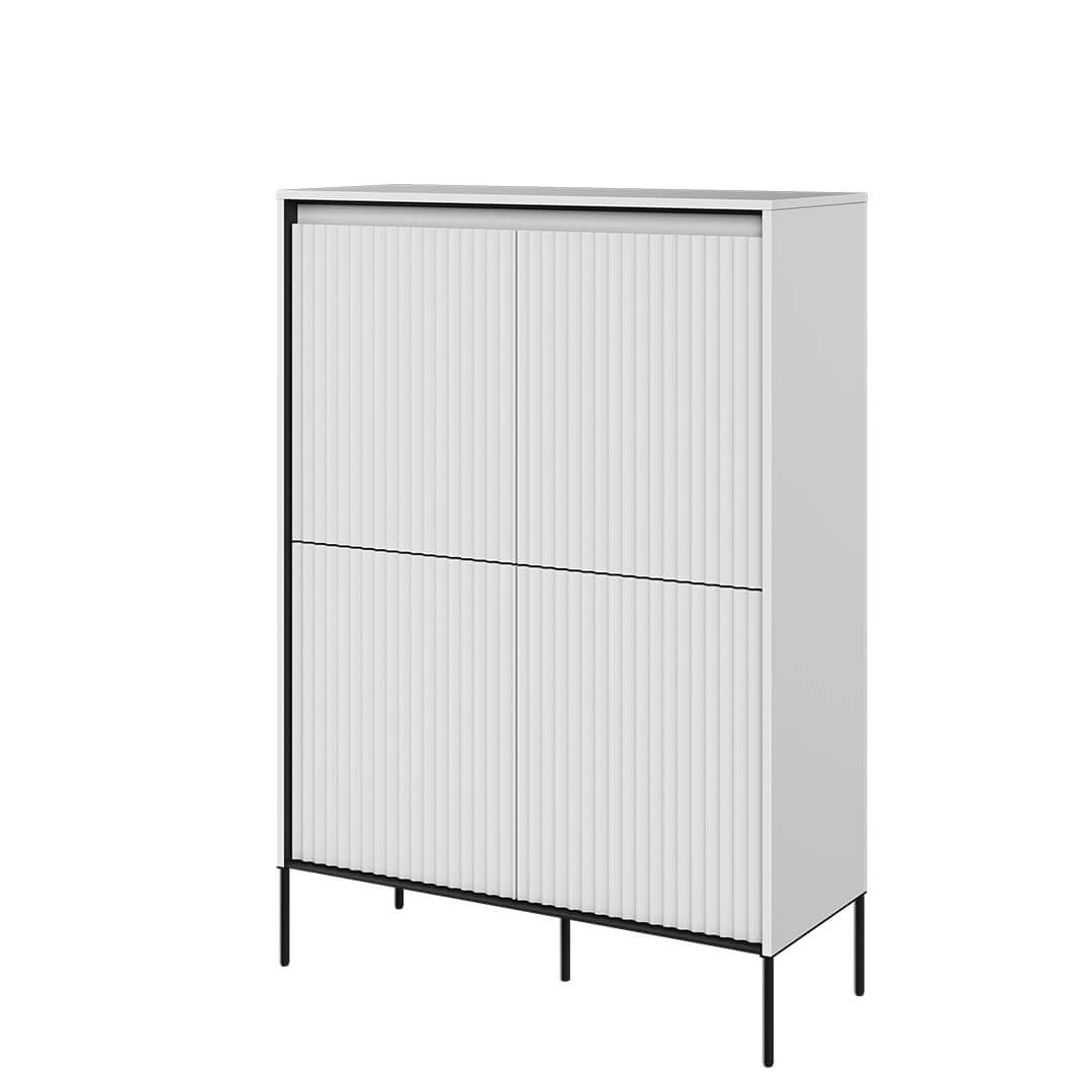 Lenart Cabinet din MDF si metal, cu 4 usi si LED inclus, Trend TR-03 V2 Alb / Negru, l98xA40xH140 cm