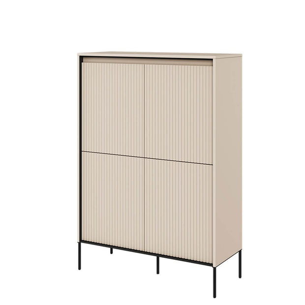 Lenart Cabinet din MDF si metal, cu 4 usi si LED inclus, Trend TR-03 V2 Bej / Negru, l98xA40xH140 cm