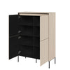 Lenart Cabinet din MDF si metal, cu 4 usi si LED inclus, Trend TR-03 V2 Bej / Negru, l98xA40xH140 cm
