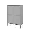 Lenart Cabinet din MDF si metal, cu 4 usi si LED inclus, Trend TR-03 V2 Gri / Negru, l98xA40xH140 cm