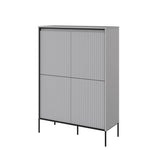 Lenart Cabinet din MDF si metal, cu 4 usi si LED inclus, Trend TR-03 V2 Gri / Negru, l98xA40xH140 cm