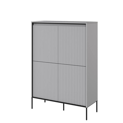 Lenart Cabinet din MDF si metal, cu 4 usi si LED inclus, Trend TR-03 V2 Gri / Negru, l98xA40xH140 cm