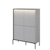 Lenart Cabinet din MDF si metal, cu 4 usi si LED inclus, Trend TR-03 V2 Gri / Negru, l98xA40xH140 cm