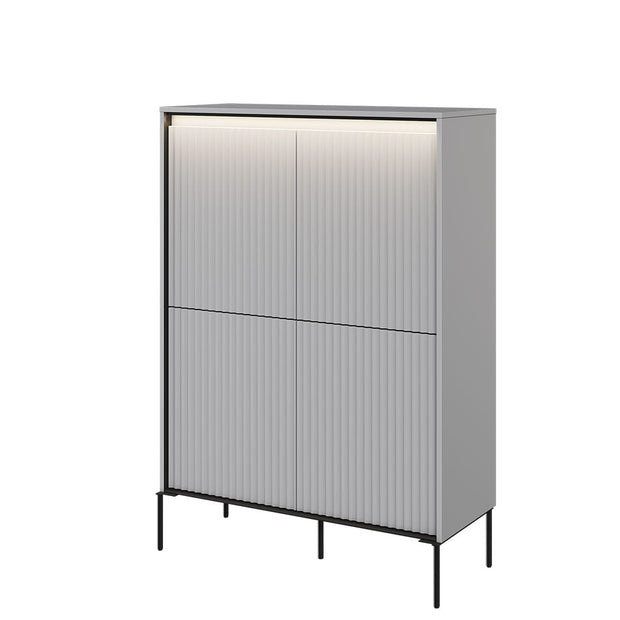 Lenart Cabinet din MDF si metal, cu 4 usi si LED inclus, Trend TR-03 V2 Gri / Negru, l98xA40xH140 cm