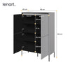 Lenart Cabinet din MDF si metal, cu 4 usi si LED inclus, Trend TR-03 V2 Gri / Negru, l98xA40xH140 cm
