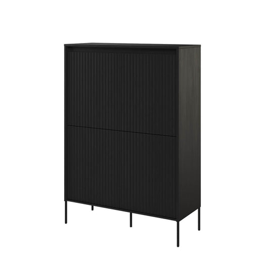 Lenart Cabinet din MDF si metal, cu 4 usi si LED inclus, Trend TR-03 V2 Negru, l98xA40xH140 cm