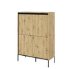 Lenart Cabinet din MDF si metal, cu 4 usi si LED inclus, Trend TR-03 V2 Stejar Artisan / Negru, l98xA40xH140 cm