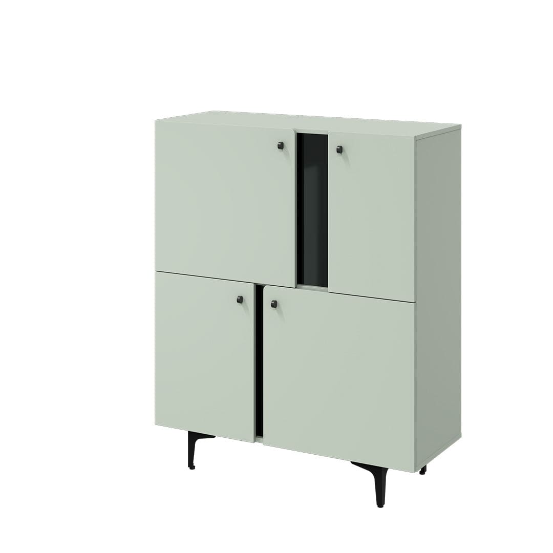 Lenart Cabinet din pal cu 4 usi, Colours CS 01 Sage Mat / Negru, l105xA41xH127 cm
