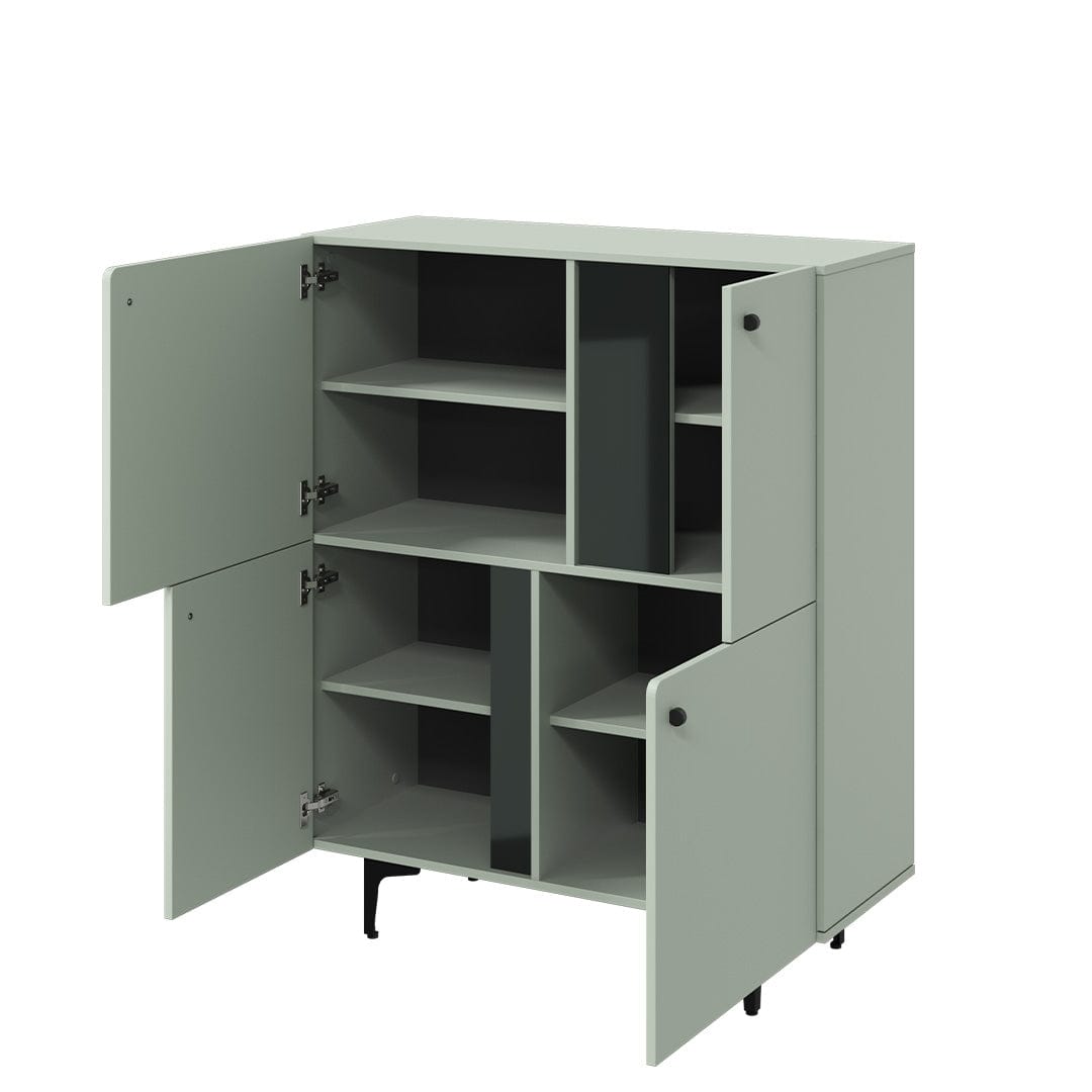Lenart Cabinet din pal cu 4 usi, Colours CS 01 Sage Mat / Negru, l105xA41xH127 cm