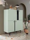 Lenart Cabinet din pal cu 4 usi, Colours CS 01 Sage Mat / Negru, l105xA41xH127 cm