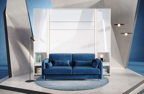 Lenart Canapea Fixa BC18 Bleumarin, 2 Locuri, pentru Pat rabatabil pe perete 200 x 140 cm Bed Concept Vertical Alb Lucios, l164xA93xH74 cm