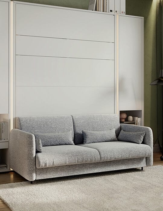 Lenart Canapea Fixa BC18 Gri Deschis, 2 Locuri, pentru Pat rabatabil pe perete 200 x 140 cm Bed Concept Vertical Alb Mat, l164xA93xH74 cm