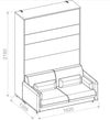 Lenart Canapea Fixa BC18 Gri Deschis, 2 Locuri, pentru Pat rabatabil pe perete 200 x 140 cm Bed Concept Vertical Alb Mat, l164xA93xH74 cm