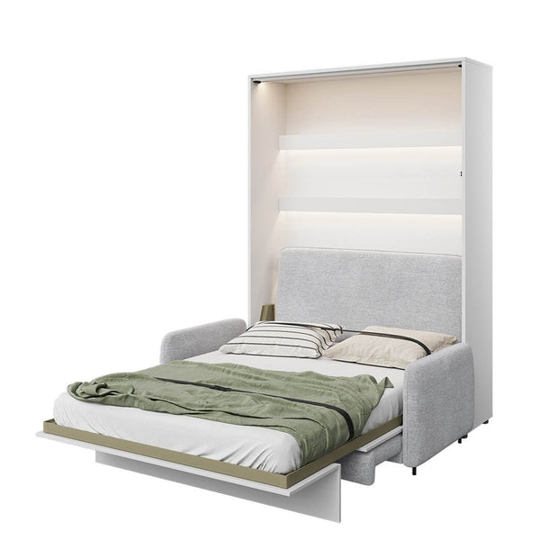 Lenart Canapea Fixa BC19 Gri Deschis, 3 Locuri, pentru Pat rabatabil pe perete 200 x 160 cm Bed Concept Vertical Alb Mat, l184xA93xH74 cm