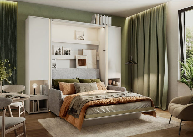 Lenart Canapea Fixa BC19 Gri Deschis, 3 Locuri, pentru Pat rabatabil pe perete 200 x 160 cm Bed Concept Vertical Alb Mat, l184xA93xH74 cm