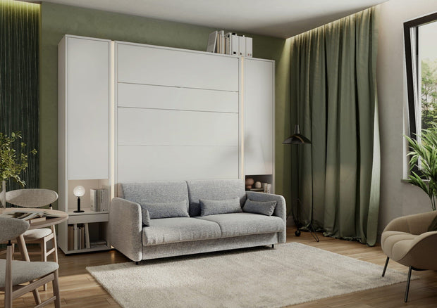 Lenart Canapea Fixa BC19 Gri Deschis, 3 Locuri, pentru Pat rabatabil pe perete 200 x 160 cm Bed Concept Vertical Alb Mat, l184xA93xH74 cm
