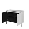 Lenart Comoda din MDF si metal, cu 2 usi si LED inclus, Trend TR-02 V2 Alb / Negru, l98xA40xH83 cm