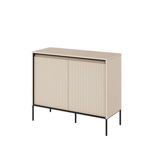 Lenart Comoda din MDF si metal, cu 2 usi si LED inclus, Trend TR-02 V2 Bej / Negru, l98xA40xH83 cm