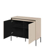 Lenart Comoda din MDF si metal, cu 2 usi si LED inclus, Trend TR-02 V2 Bej / Negru, l98xA40xH83 cm