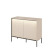 Lenart Comoda din MDF si metal, cu 2 usi si LED inclus, Trend TR-02 V2 Bej / Negru, l98xA40xH83 cm