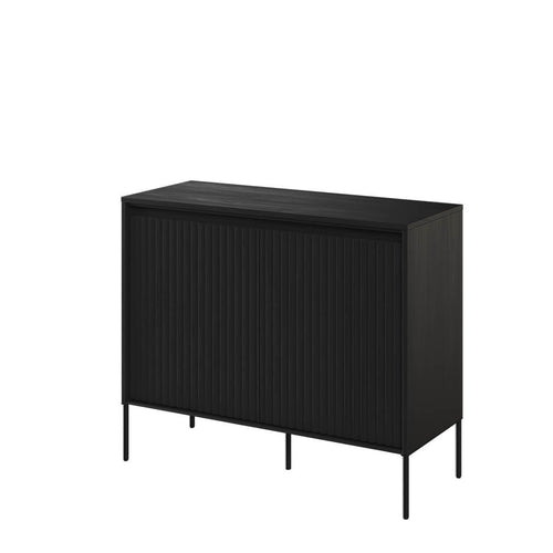 Lenart Comoda din MDF si metal, cu 2 usi si LED inclus,Trend TR-02 V2 Negru, l98xA40xH83 cm
