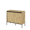 Lenart Comoda din MDF si metal, cu 2 usi si LED inclus, Trend TR-02 V2 Stejar Artisan / Negru, l98xA40xH83 cm