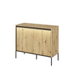 Lenart Comoda din MDF si metal, cu 2 usi si LED inclus, Trend TR-02 V2 Stejar Artisan / Negru, l98xA40xH83 cm