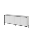 Lenart Comoda din MDF si metal, cu 4 usi si LED inclus, Trend TR-04 V2 Alb / Negru, l193xA40xH83 cm