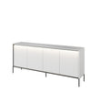 Lenart Comoda din MDF si metal, cu 4 usi si LED inclus, Trend TR-04 V2 Alb / Negru, l193xA40xH83 cm