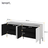 Lenart Comoda din MDF si metal, cu 4 usi si LED inclus, Trend TR-04 V2 Alb / Negru, l193xA40xH83 cm