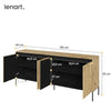 Lenart Comoda din MDF si metal, cu 4 usi si LED inclus, Trend TR-04 V2 Stejar Artisan / Negru, l193xA40xH83 cm