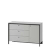 Lenart Comoda din pal si MDF, cu 3 sertare si 1 usa, cu LED inclus, Gris GS-04 Gri / Negru, l136xA49xH91 cm