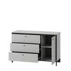 Lenart Comoda din pal si MDF, cu 3 sertare si 1 usa, cu LED inclus, Gris GS-04 Gri / Negru, l136xA49xH91 cm