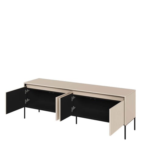 Lenart Comoda TV din MDF, pal si metal, cu 4 usi si LED inclus, Trend TR-05 Bej / Negru, l167xA40xH56 cm