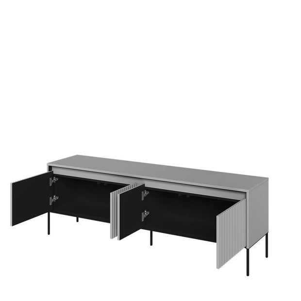Lenart Comoda TV din MDF, pal si metal, cu 4 usi si LED inclus, Trend TR-05 Gri / Negru, l167xA40xH56 cm