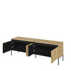 Lenart Comoda TV din MDF, pal si metal, cu 4 usi si LED inclus, Trend TR-05 Stejar Artisan / Negru, l167xA40xH56 cm